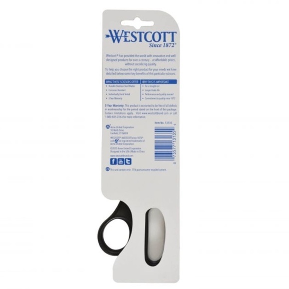 New Westcott 8" All Purpose Value Scissors Black Colored - Picture 2 of 12